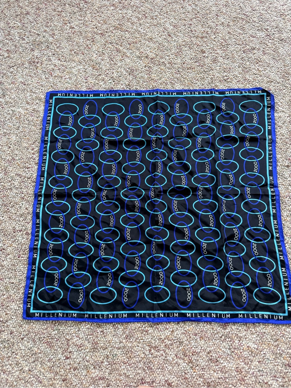 Vintage Elaine Gold "Millennium 2000" square silk scarf